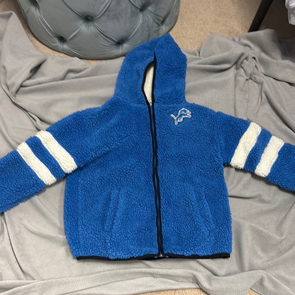 Detroit Lions Blue and White Hooded Jacket with Logo